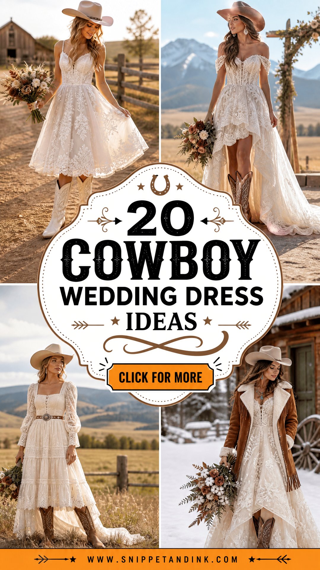 20 Cowboy Wedding Dress Ideas for Rustic Western Brides - 20 Cowboy Wedding Dress Ideas for Rustic Western Brides