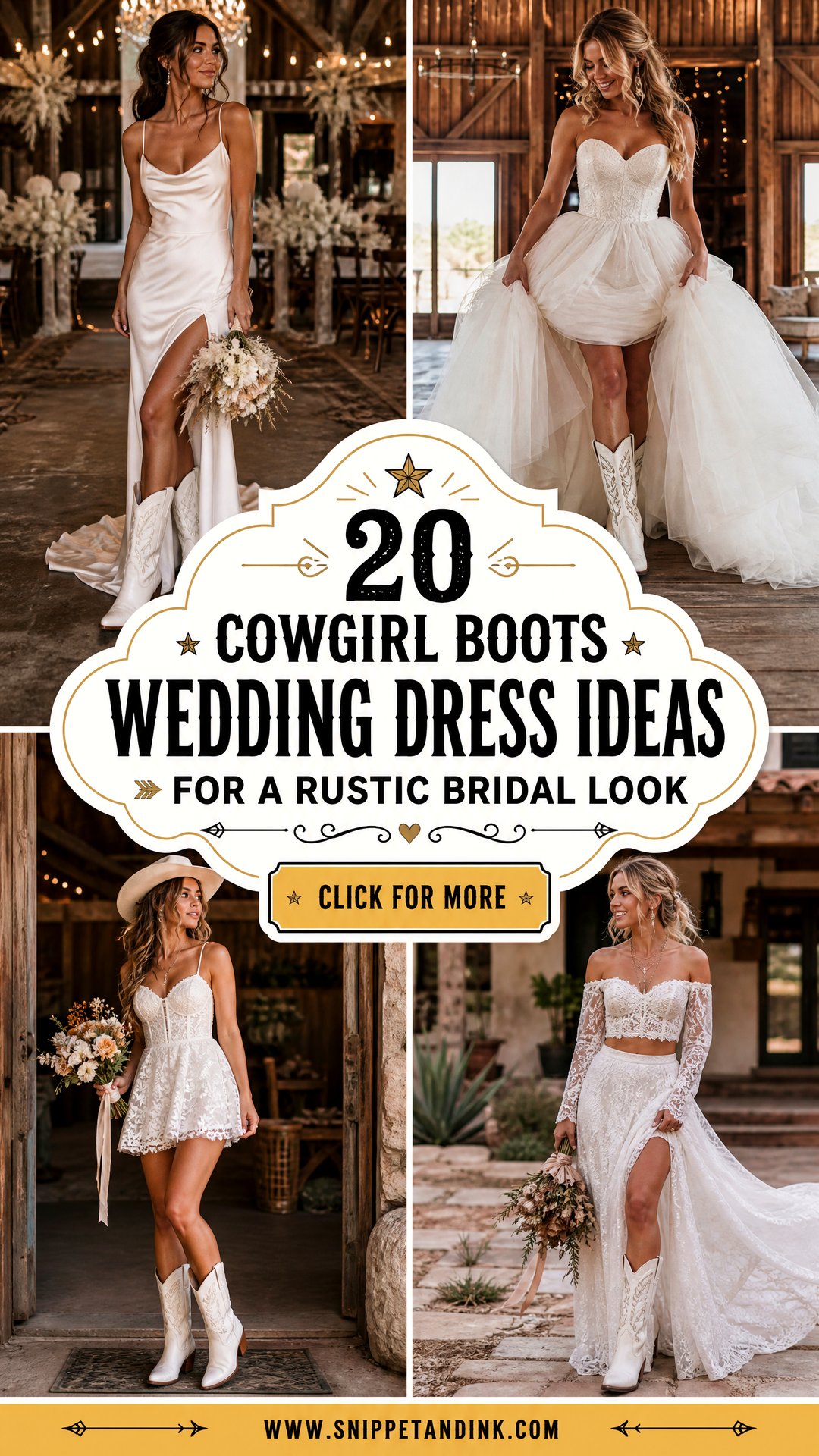 20 Cowgirl Boots Wedding Dress Ideas for a Rustic Bridal Look - 20 Cowgirl Boots Wedding Dress Ideas for a Rustic Bridal Look