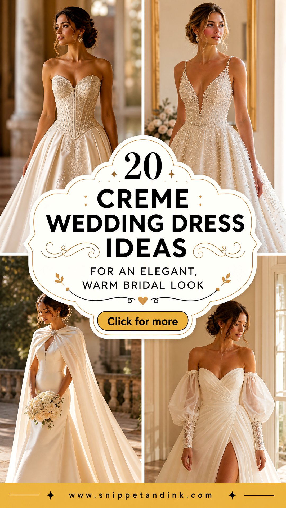 20 Creme Wedding Dress Ideas for an Elegant Warm Bridal Look - 20 Creme Wedding Dress Ideas for an Elegant, Warm Bridal Look