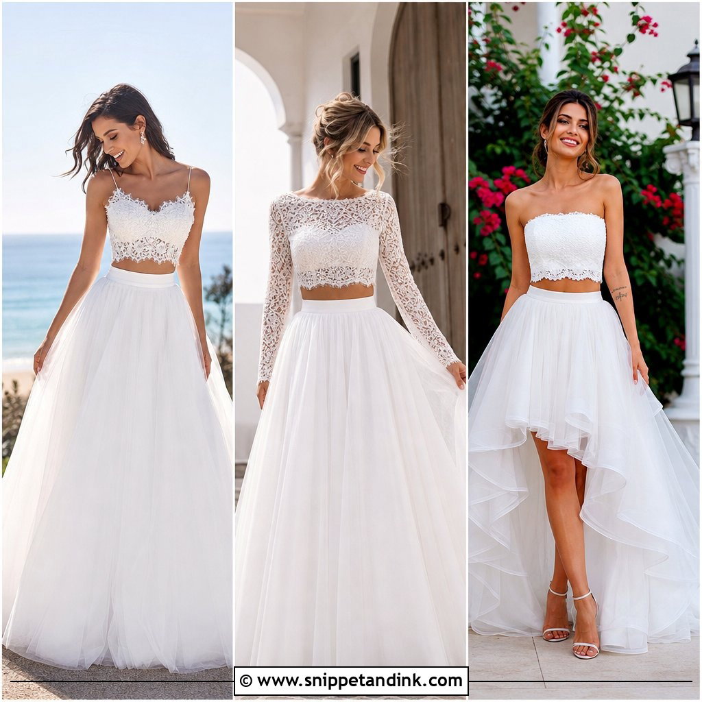 20 Crop Top Wedding Dress Ideas for Modern Two-Piece Brides