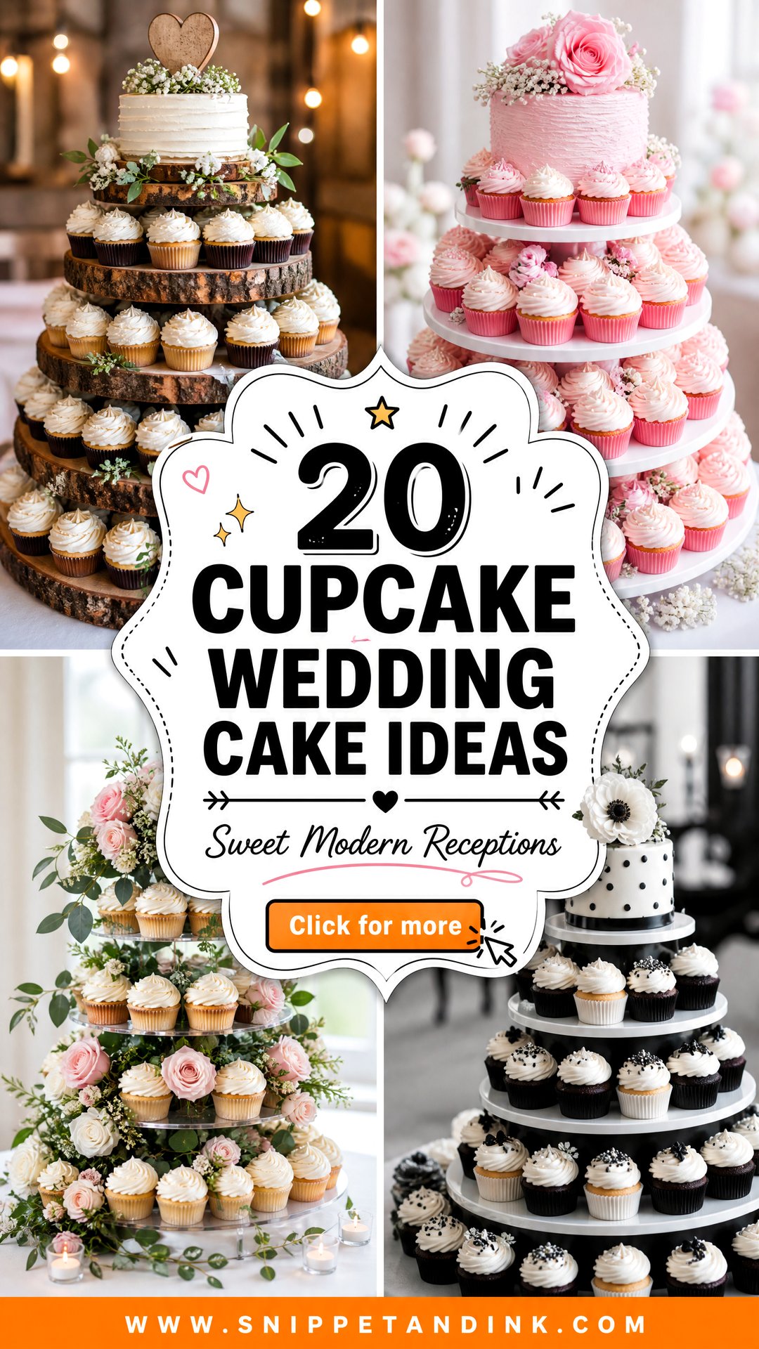 20 Cupcake Wedding Cake Ideas for Sweet Modern Receptions - 20 Cupcake Wedding Cake Ideas for Sweet Modern Receptions