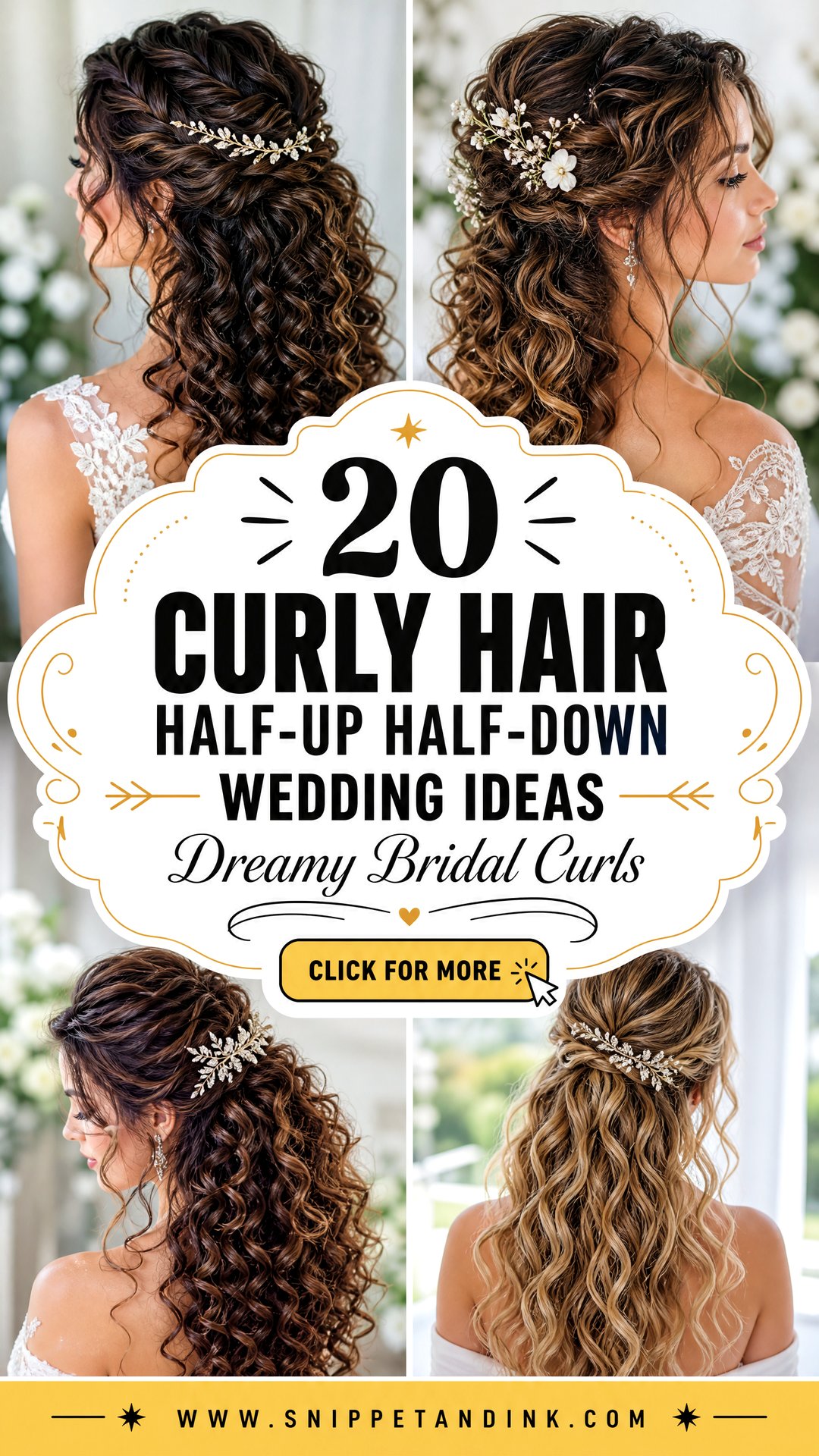 20 Curly Hair Half-Up Half-Down Wedding Ideas for Brides - 20 Curly Hair Half-Up Half-Down Wedding Ideas for Brides