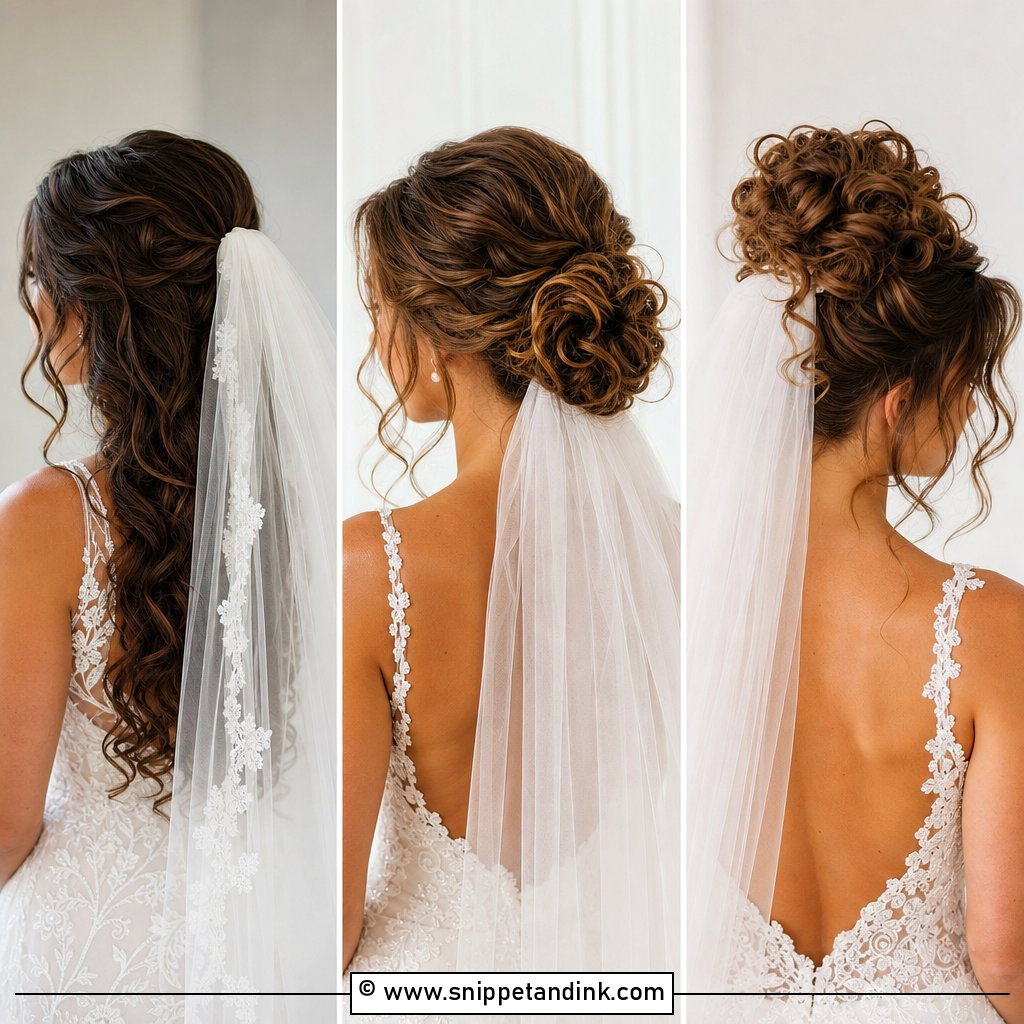 20 Curly Hair With Veil Ideas for Romantic Bridal Style