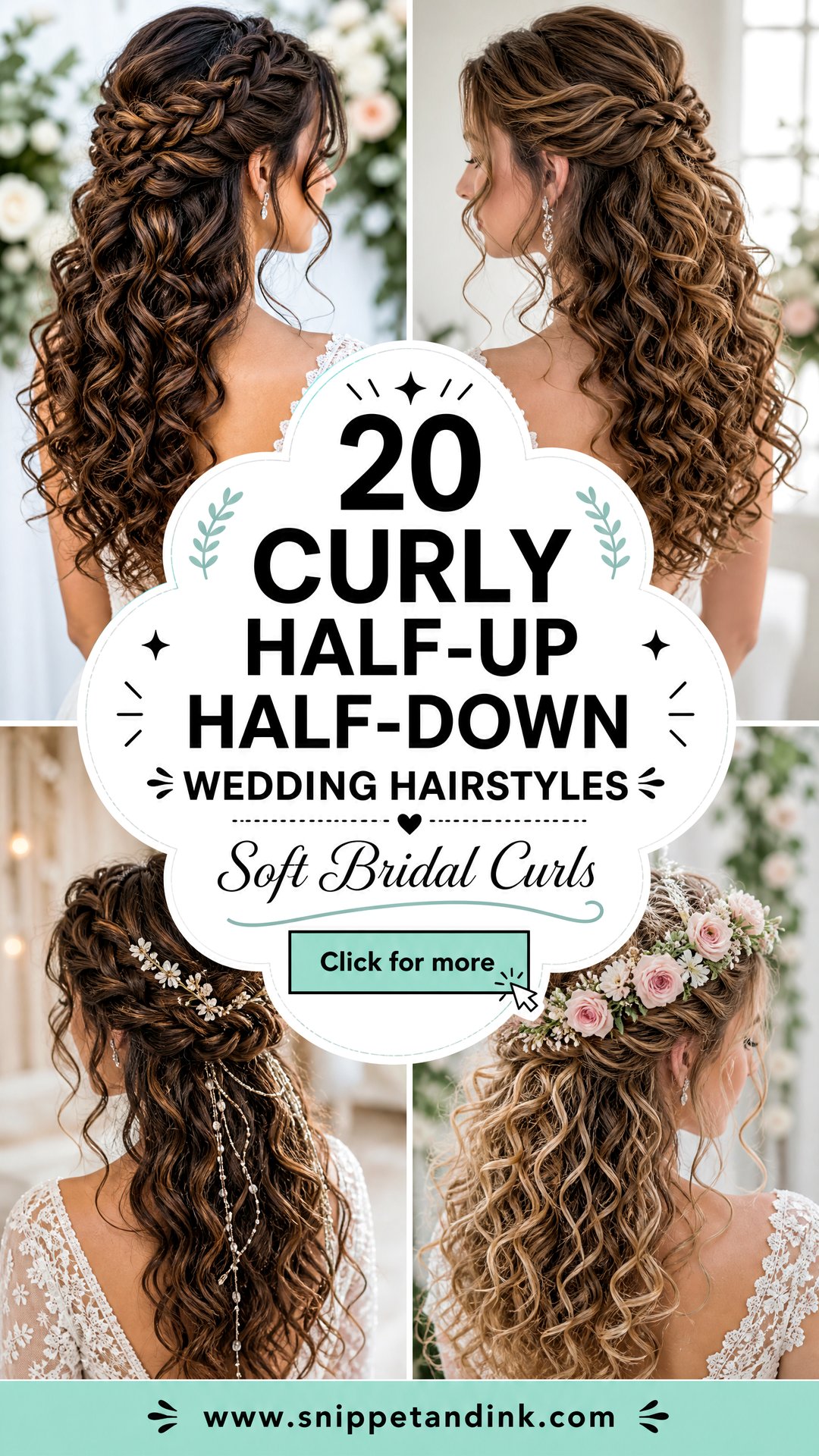 20 Curly Half-Up Half-Down Wedding Hairstyles for Brides - 20 Curly Half-Up Half-Down Wedding Hairstyles for Brides