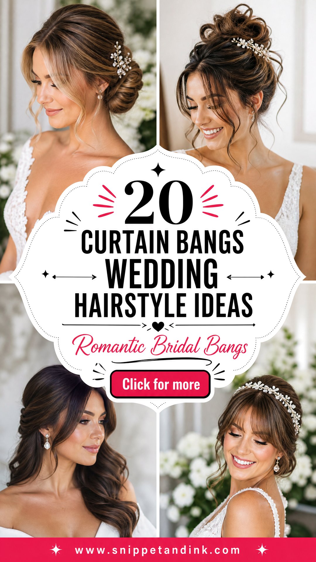 20 Curtain Bangs Wedding Hairstyle Ideas for Romantic Brides - 20 Curtain Bangs Wedding Hairstyle Ideas for Romantic Brides