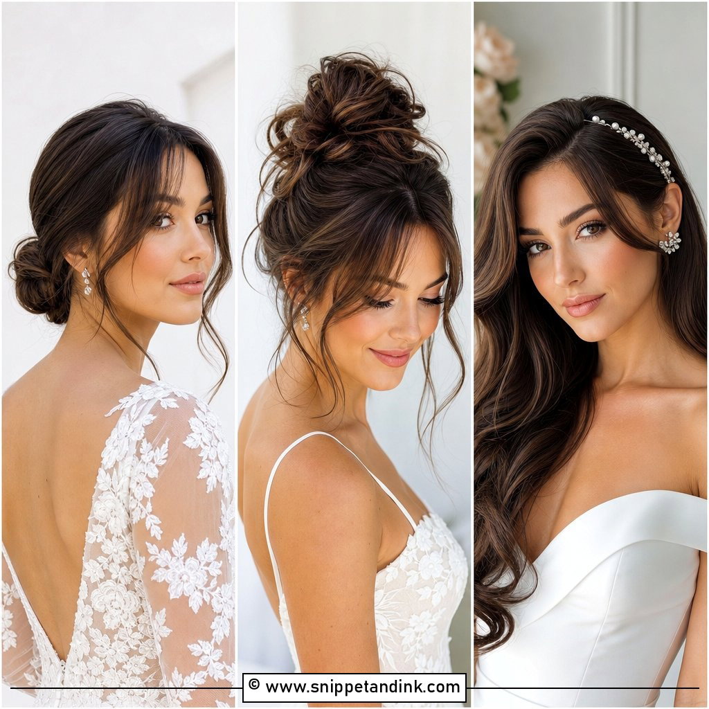 20 Curtain Bangs Wedding Hairstyle Ideas for Romantic Brides
