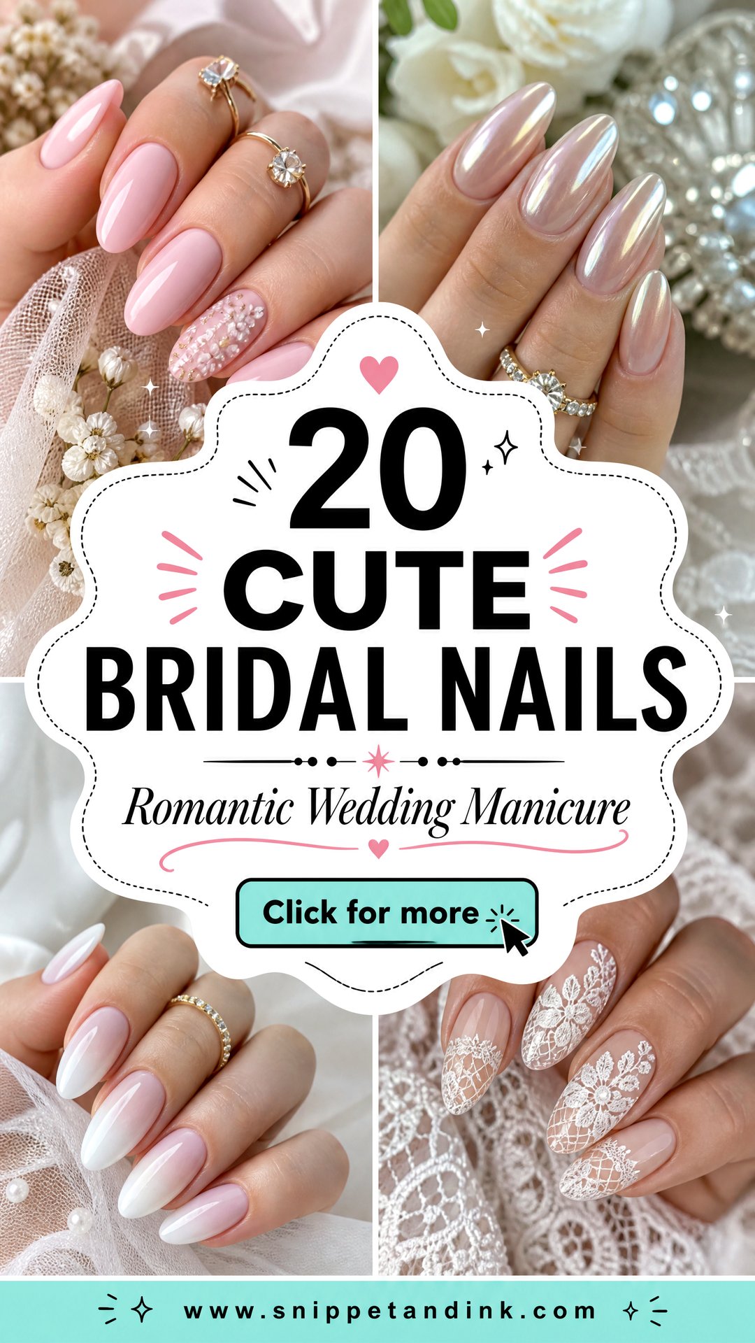 20 Cute Bridal Nails for a Romantic Wedding Manicure - 20 Cute Bridal Nails for a Romantic Wedding Manicure