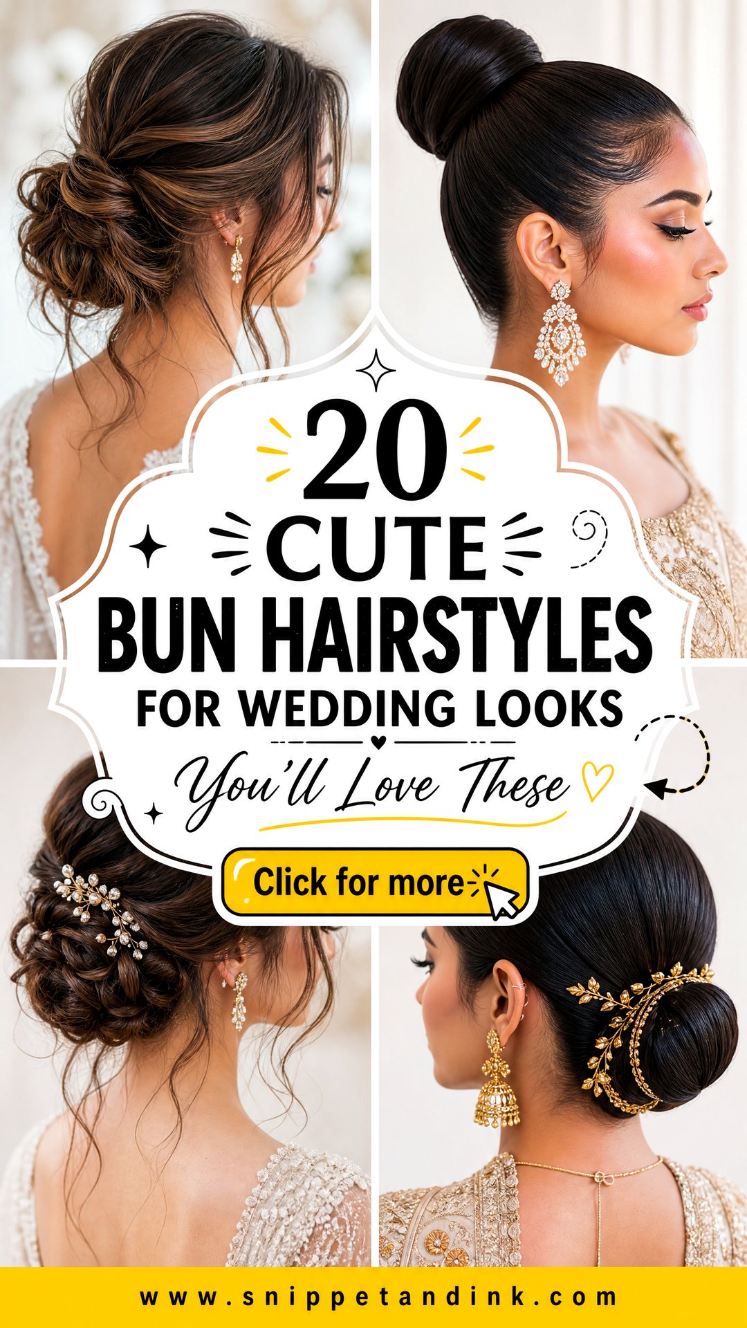 20 Cute Bun Hairstyles for Wedding Looks Youll Love - 20 Cute Bun Hairstyles for Wedding Looks You’ll Love