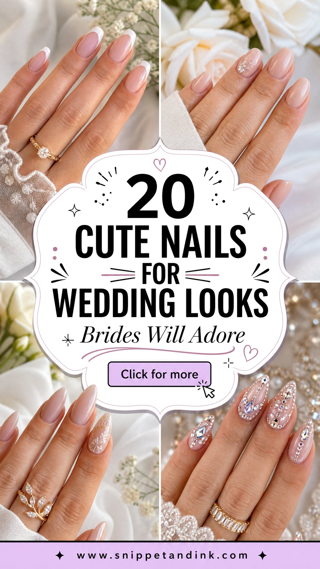 20 Cute Nails for Wedding Looks Brides Will Adore - 20 Cute Nails for Wedding Looks Brides Will Adore