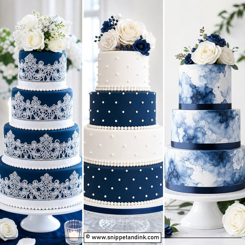 20 Dark Blue and White Cake Ideas for Wedding Style