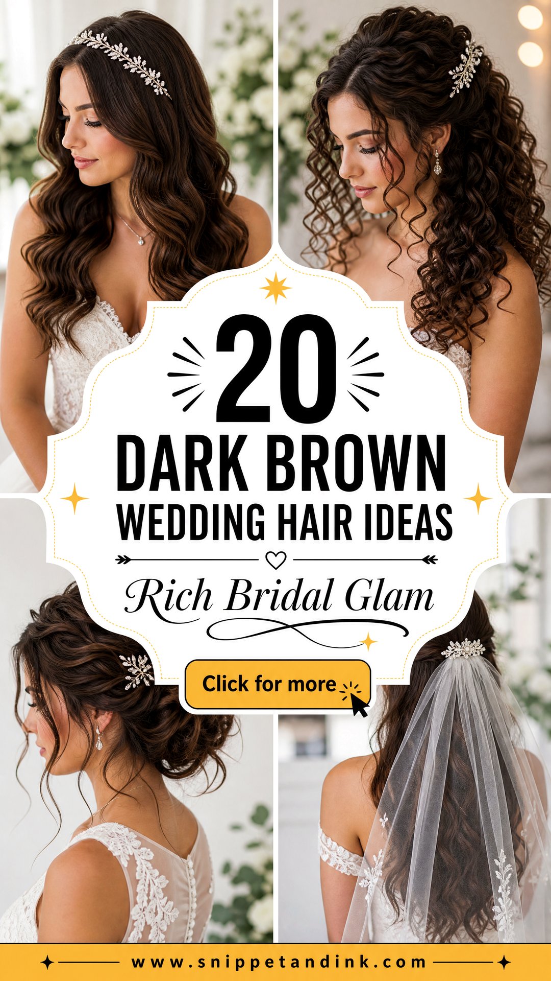 20 Dark Brown Wedding Hair Ideas for Rich Bridal Glam - 20 Dark Brown Wedding Hair Ideas for Rich Bridal Glam