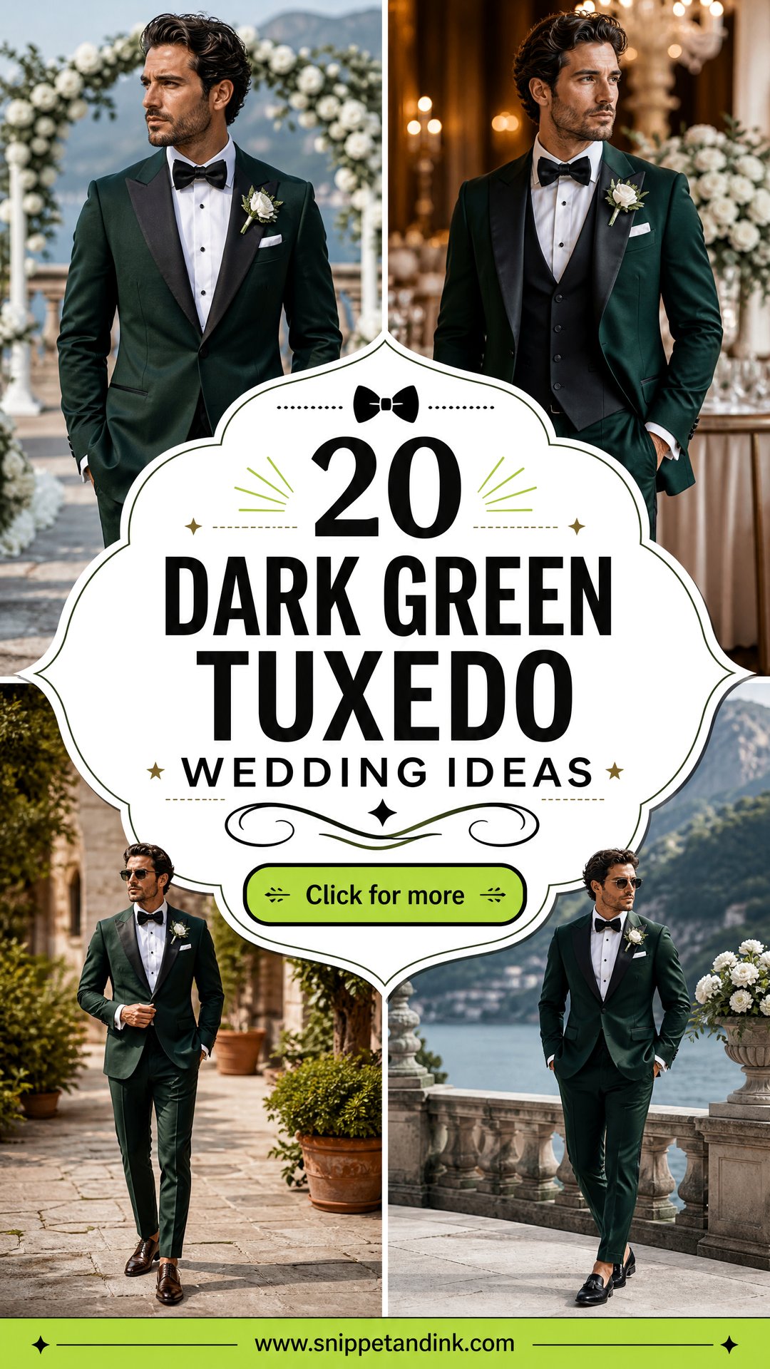 20 Dark Green Tuxedo Wedding Ideas for Sophisticated Grooms - 20 Dark Green Tuxedo Wedding Ideas for Sophisticated Grooms