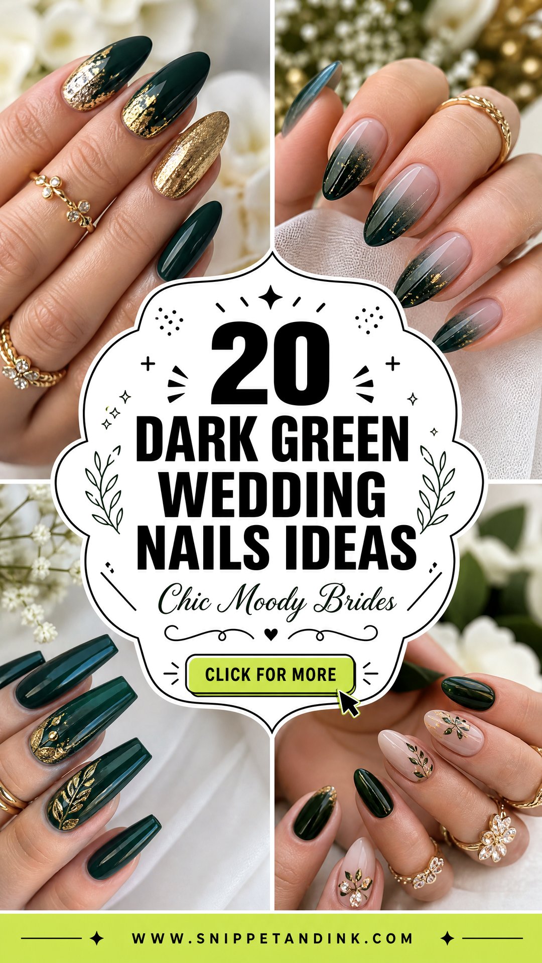 20 Dark Green Wedding Nails for Chic Moody Brides Now - 20 Dark Green Wedding Nails for Chic Moody Brides Now