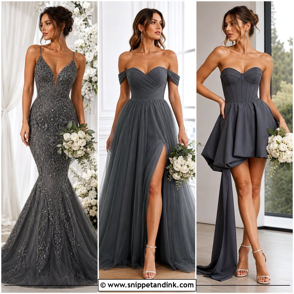 20 Dark Grey Wedding Dress Ideas: Chic Bridal Looks for Winter