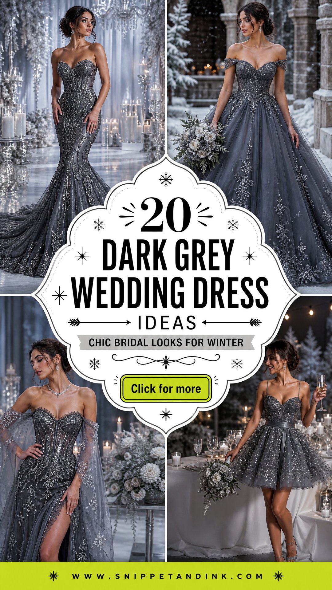 20 Dark Grey Wedding Dress Ideas Chic Bridal Looks for Winter - 20 Dark Grey Wedding Dress Ideas: Chic Bridal Looks for Winter
