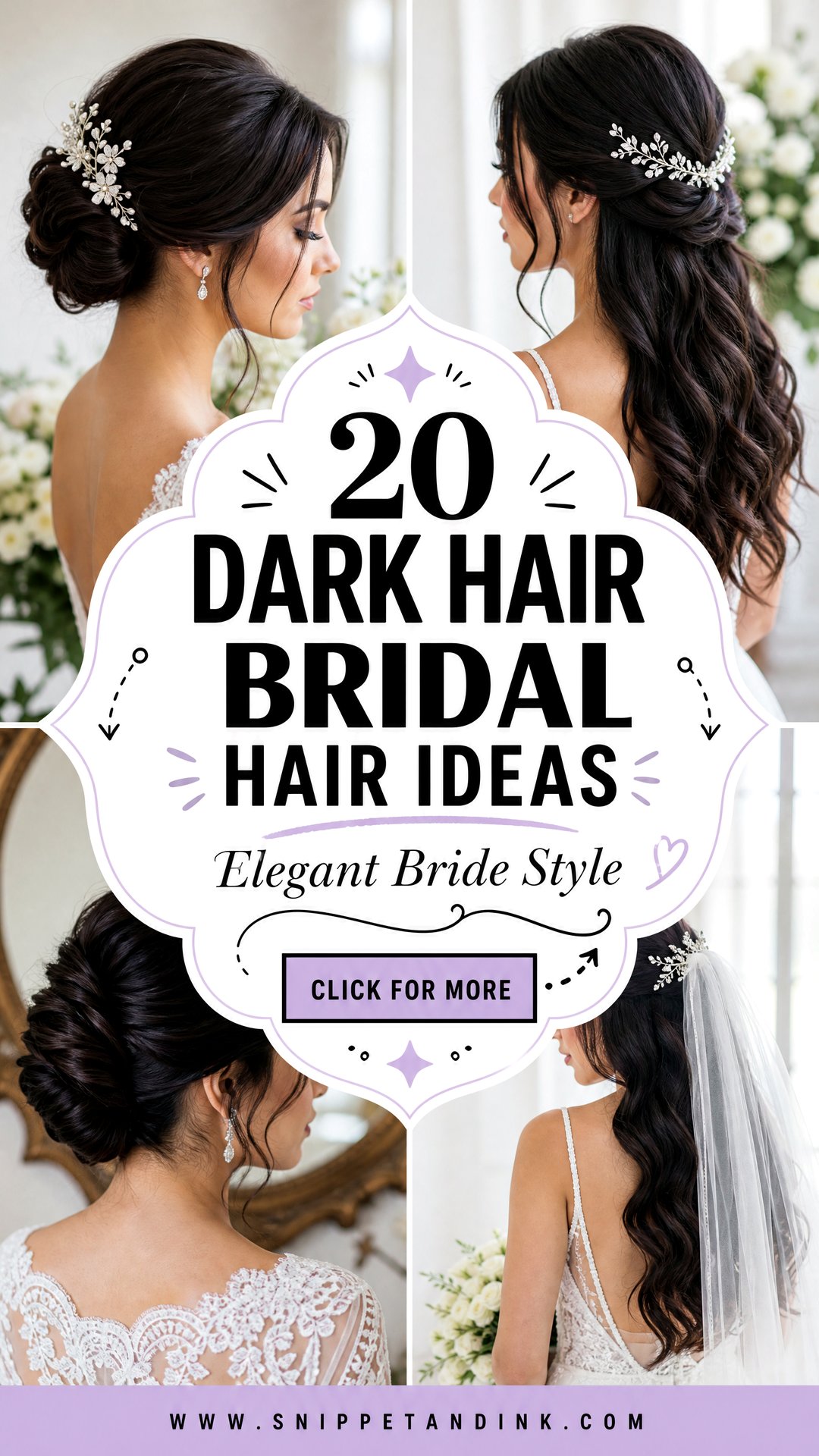 20 Dark Hair Bridal Hair Ideas for Elegant Bride Style - 20 Dark Hair Bridal Hair Ideas for Elegant Bride Style
