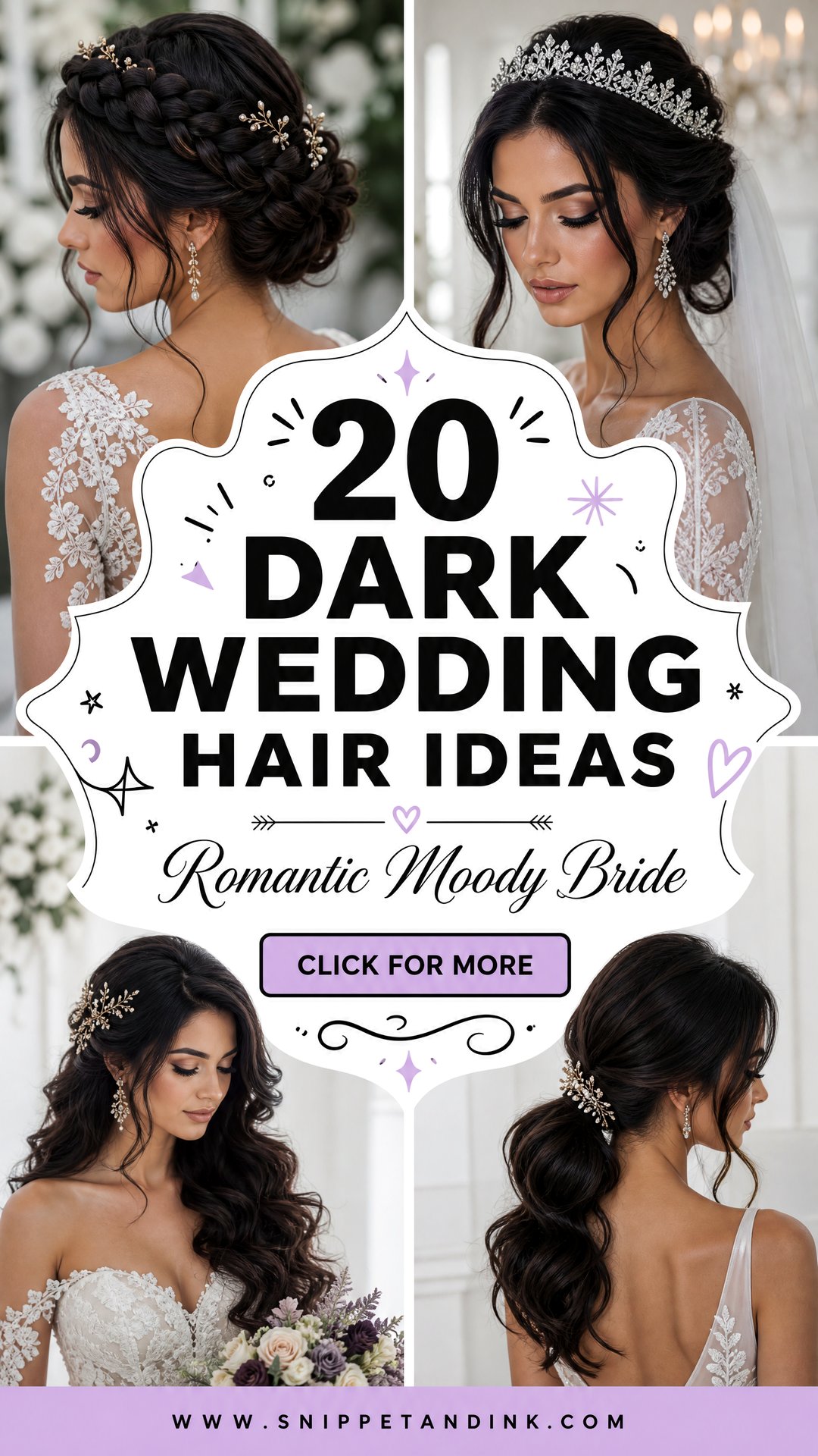 20 Dark Wedding Hair Ideas for Romantic Moody Brides Today - 20 Dark Wedding Hair Ideas for Romantic Moody Brides Today