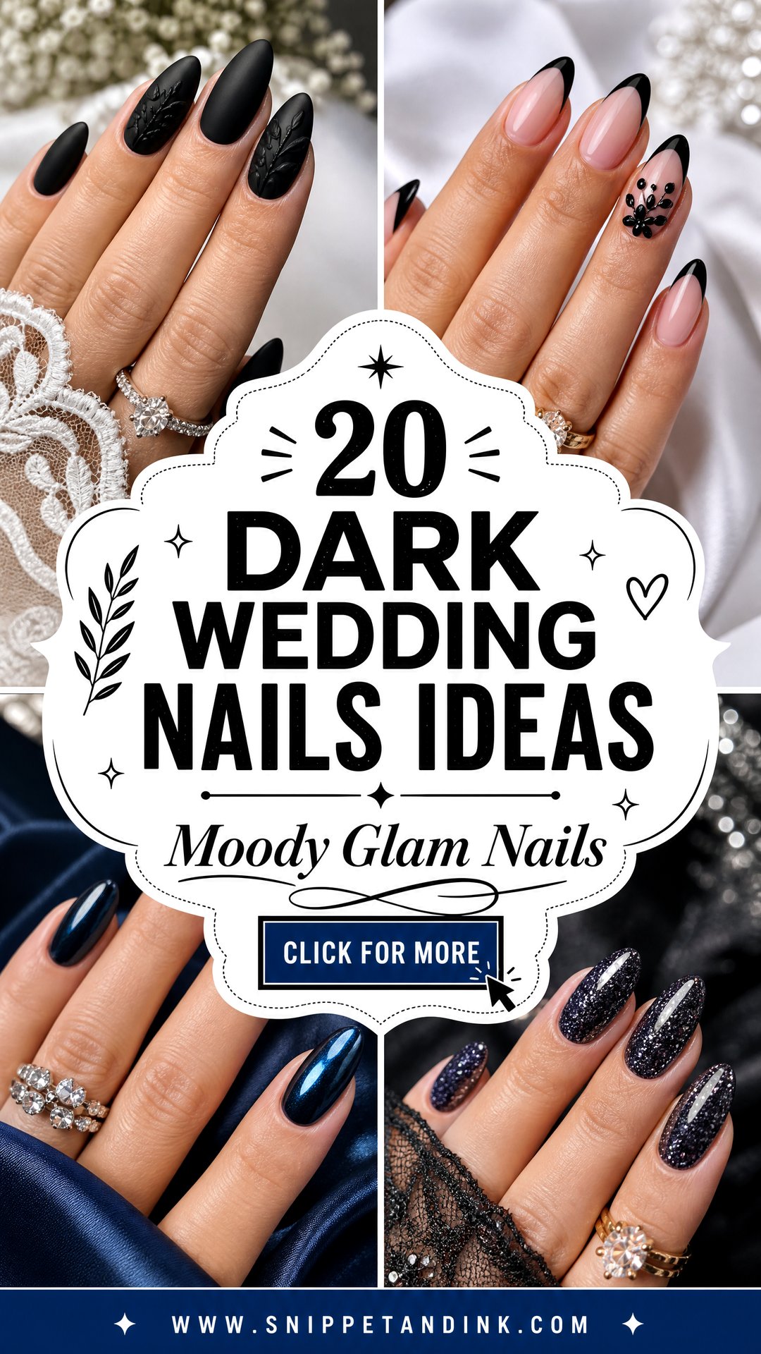 20 Dark Wedding Nails for Bride Moody Glam Ideas to Try - 20 Dark Wedding Nails for Bride: Moody Glam Ideas to Try