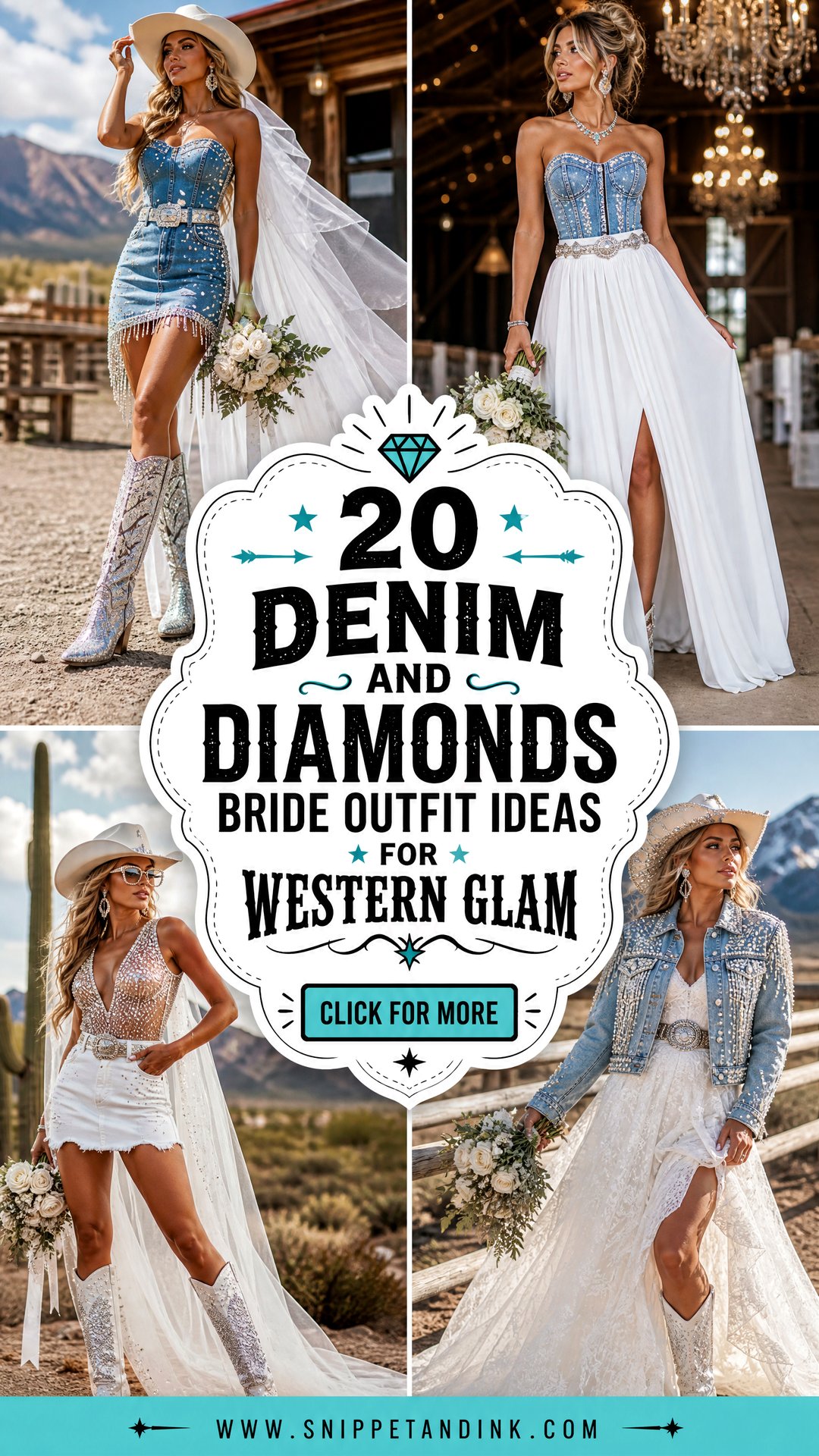 20 Denim and Diamonds Bride Outfit Ideas for Western Glam - 20 Denim and Diamonds Bride Outfit Ideas for Western Glam