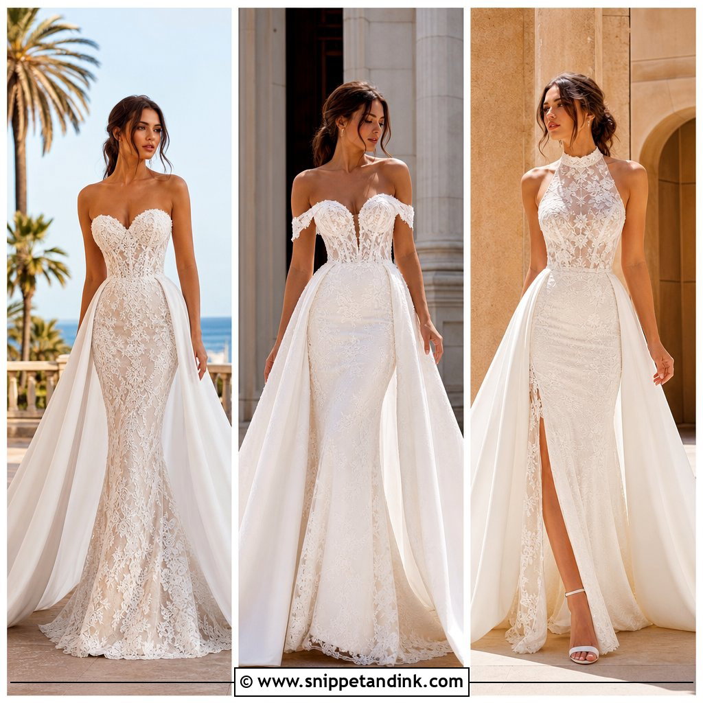20 Detachable Skirt Wedding Dresses for Two-in-One Bridal Style