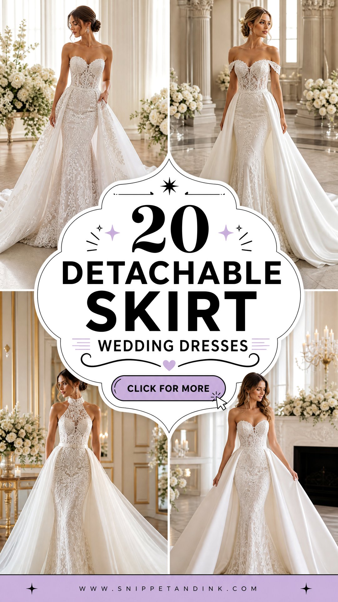 20 Detachable Skirt Wedding Dresses for Two-in-One Bridal Style - 20 Detachable Skirt Wedding Dresses for Two-in-One Bridal Style
