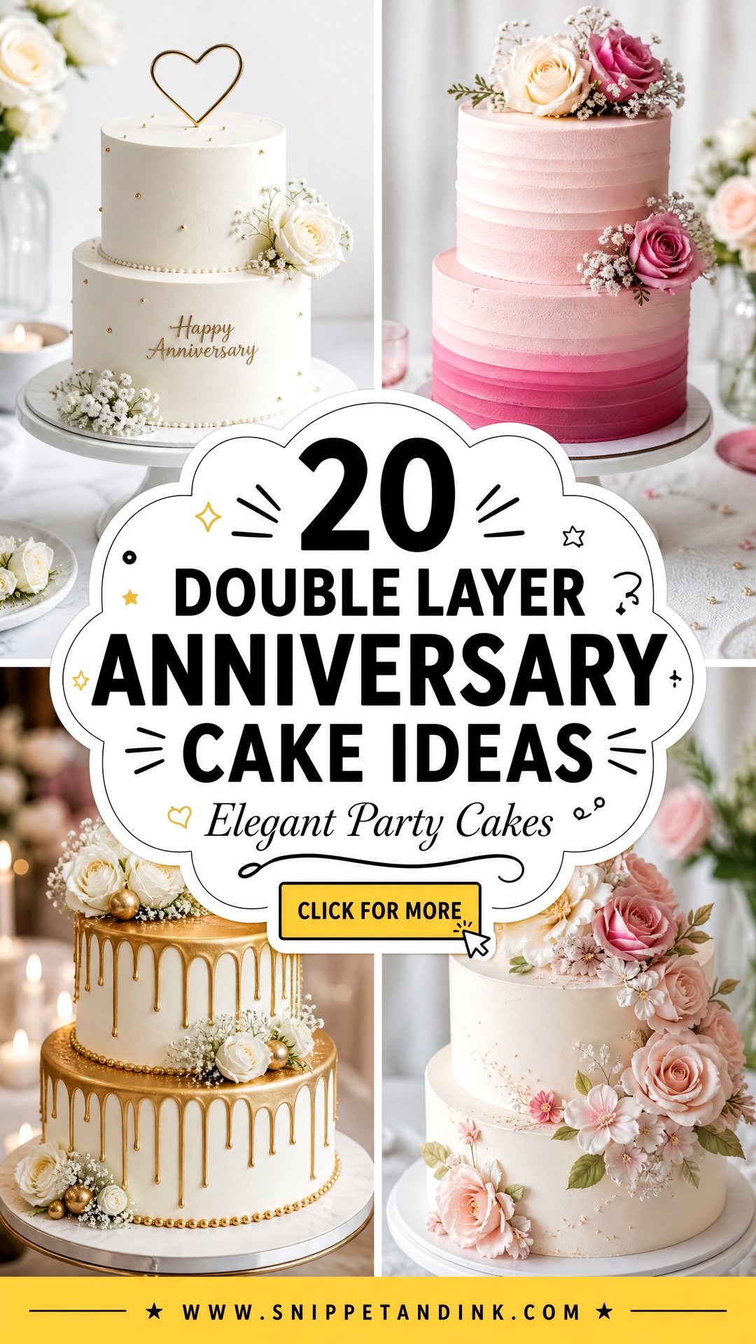20 Double Layer Anniversary Cake Ideas for Elegant Parties - 20 Double Layer Anniversary Cake Ideas for Elegant Parties