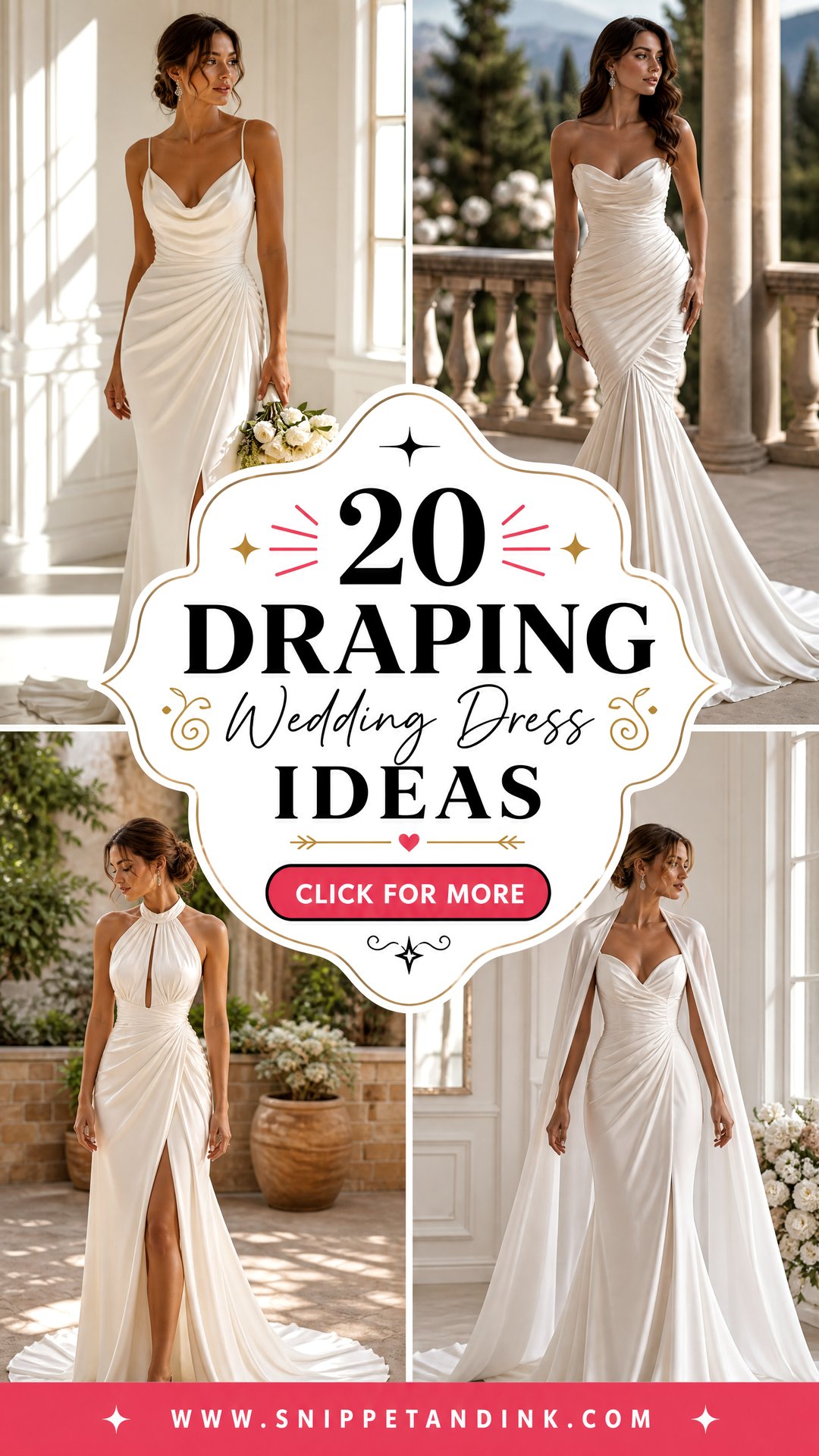 20 Draping Wedding Dress Ideas for an Elegant Bridal Look - 20 Draping Wedding Dress Ideas for an Elegant Bridal Look