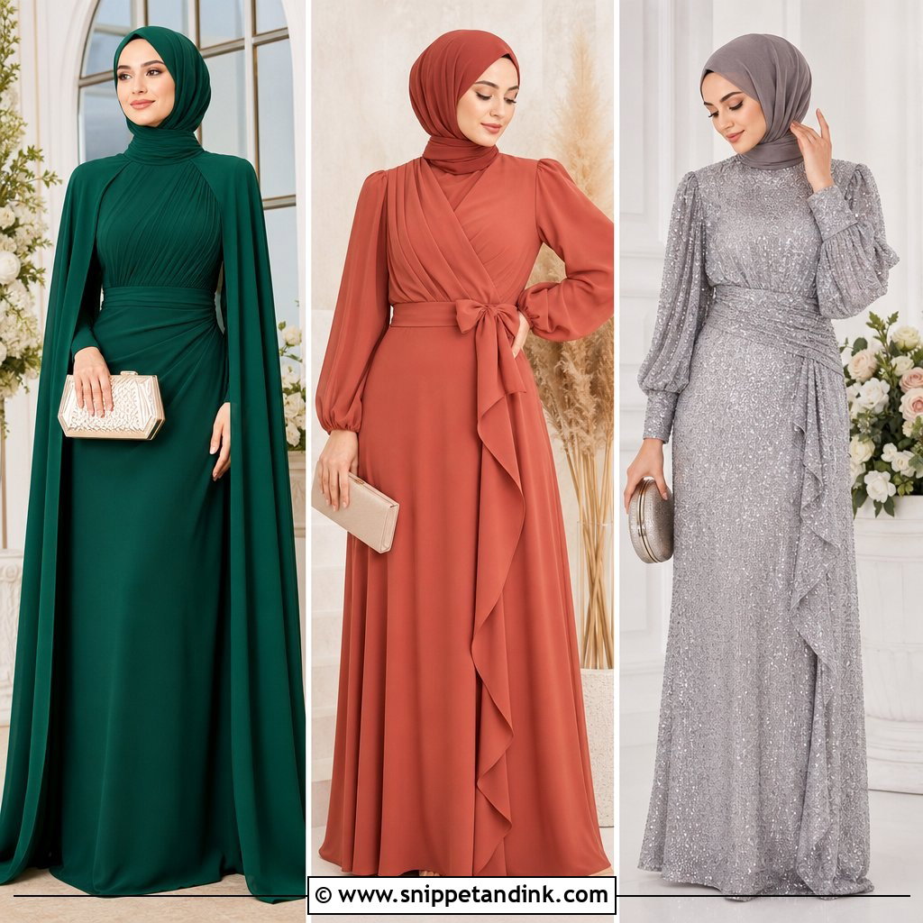 20 Dress Braidsmaid Hijab Ideas for Elegant Wedding Style
