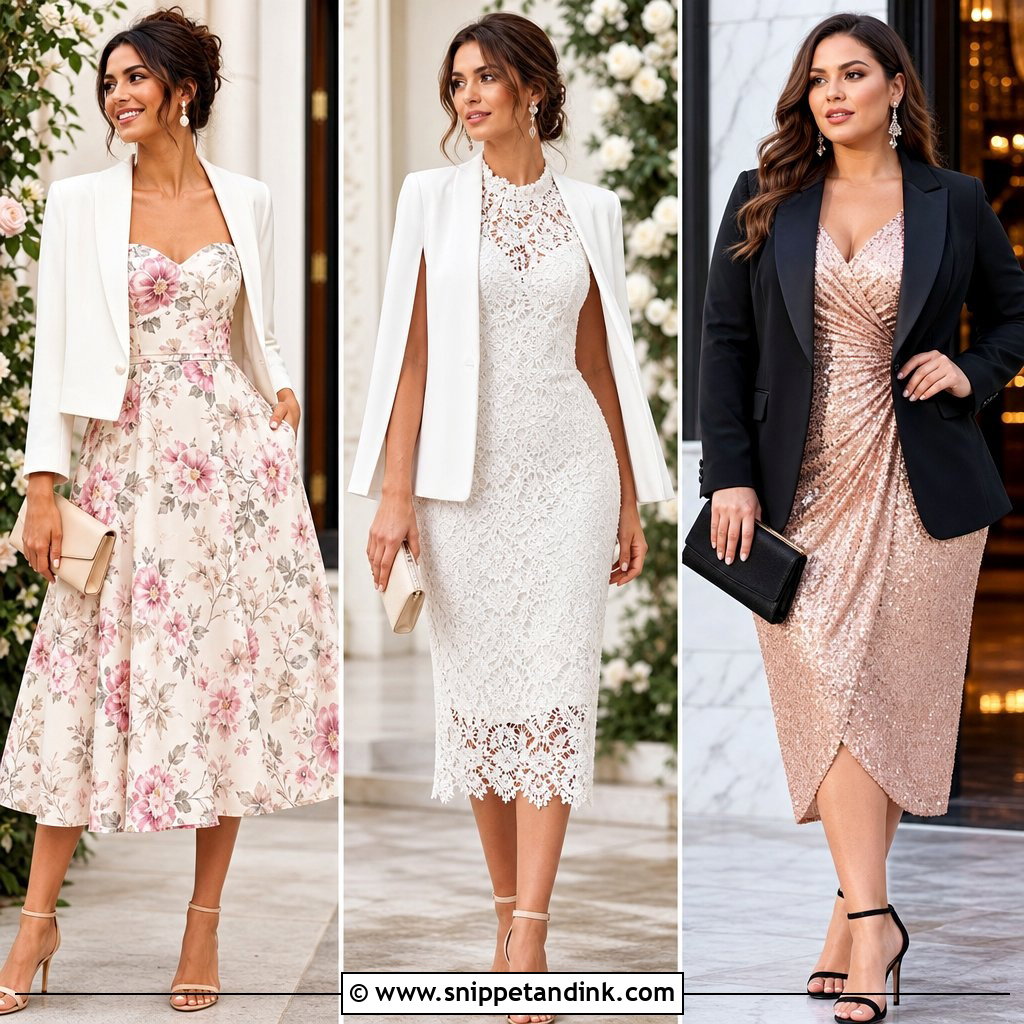 20 Dress and Blazer Outfit Wedding Ideas for Chic Guests