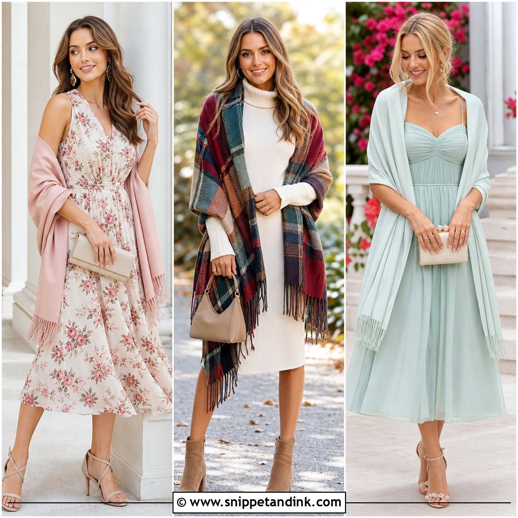 20 Dress and Shawl Ideas for Effortless Wedding Elegance