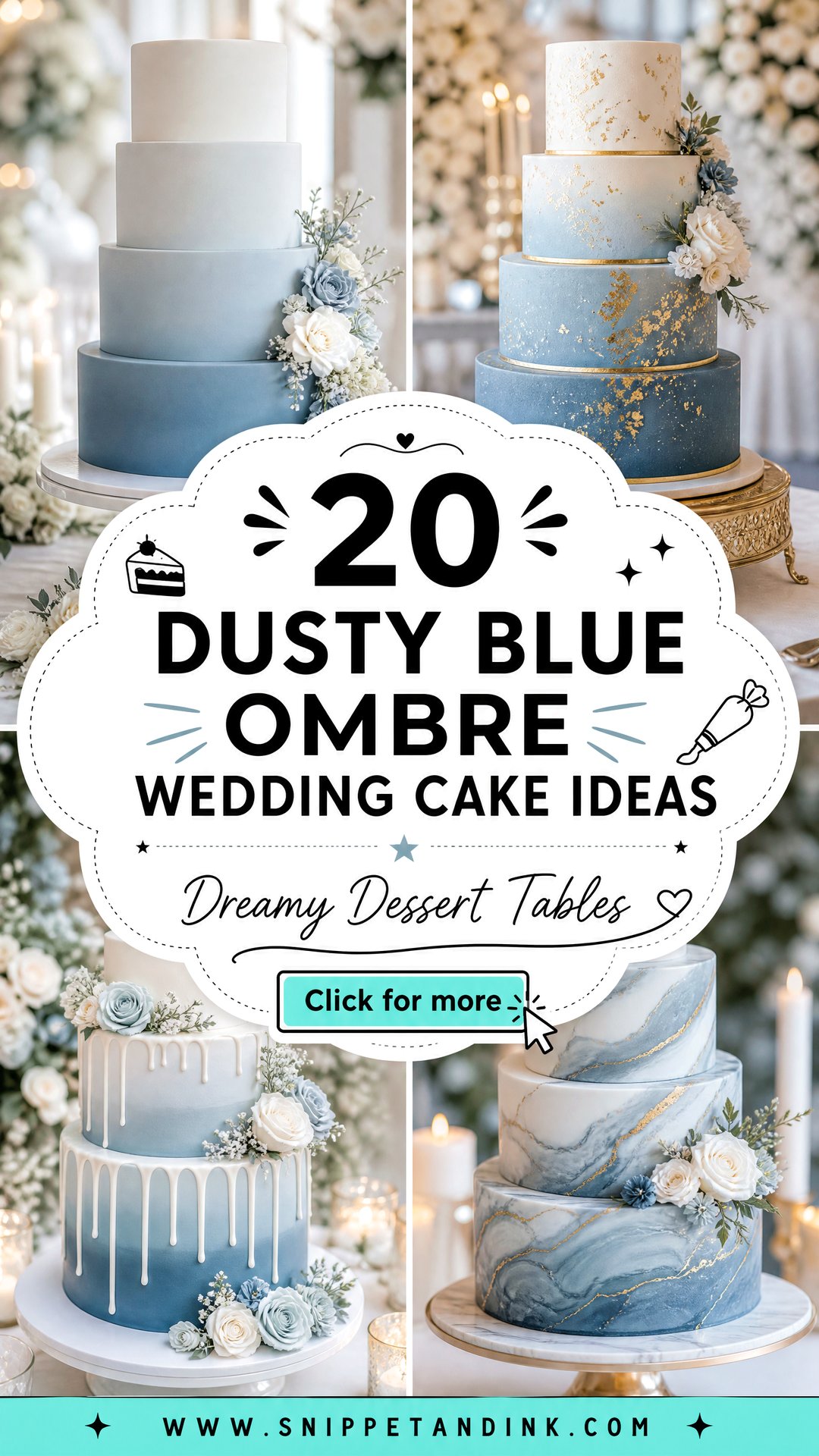 20 Dusty Blue Ombre Wedding Cake Ideas for Dreamy Tables - 20 Dusty Blue Ombre Wedding Cake Ideas for Dreamy Tables