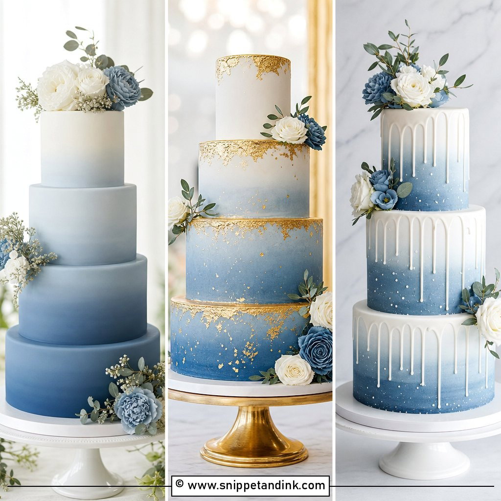 20 Dusty Blue Ombre Wedding Cake Ideas for Dreamy Tables