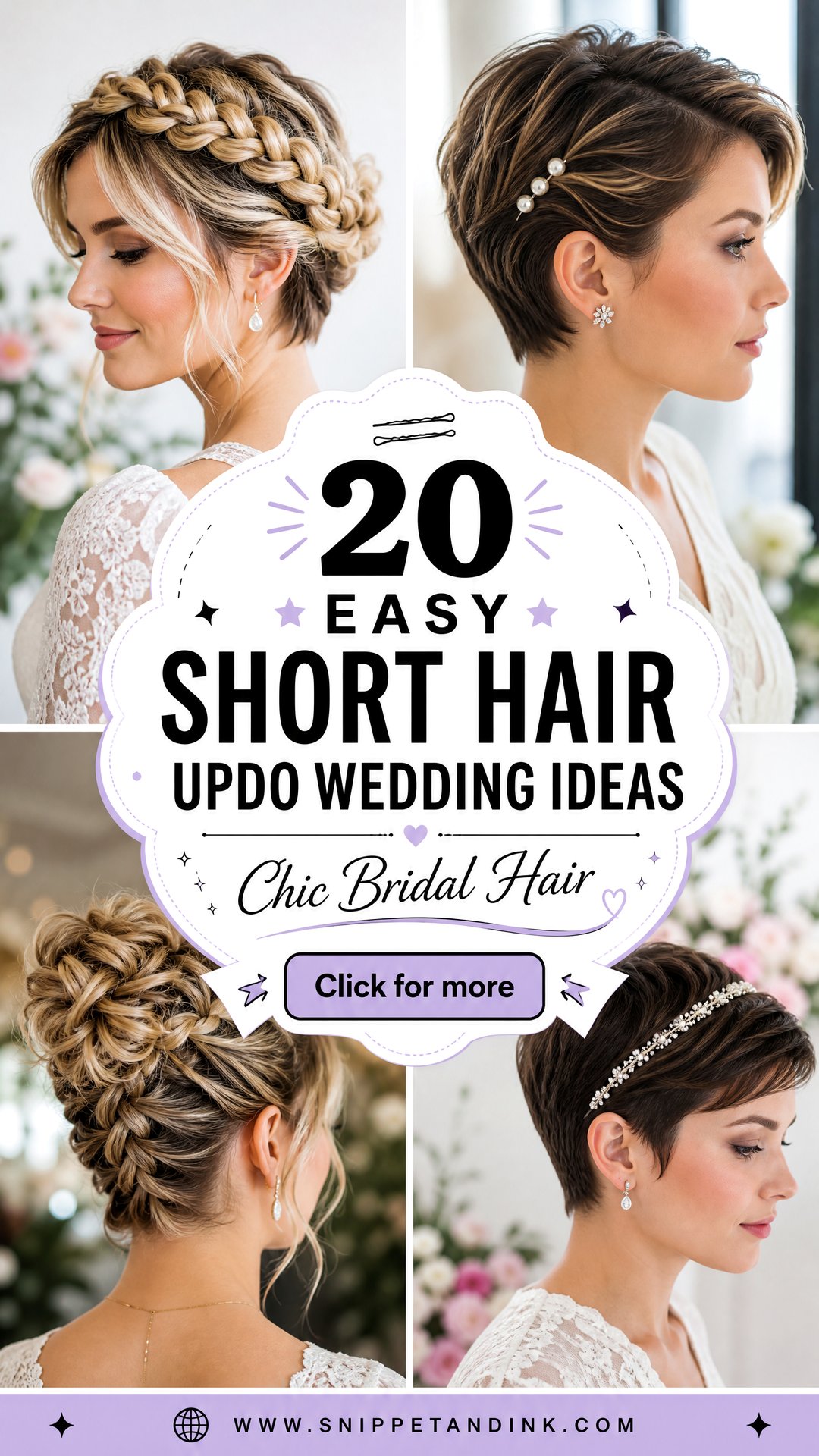 20 Easy Short Hair Updo Wedding Ideas for Chic Brides - 20 Easy Short Hair Updo Wedding Ideas for Chic Brides