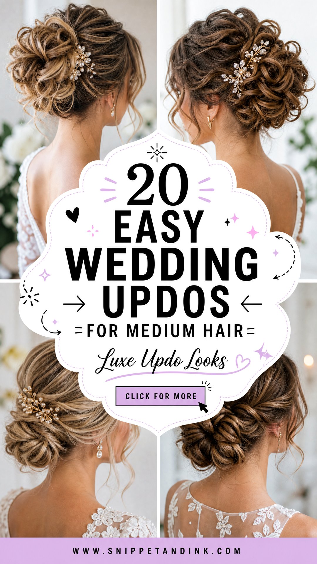 20 Easy Wedding Updos for Medium Hair That Look Luxe - 20 Easy Wedding Updos for Medium Hair That Look Luxe