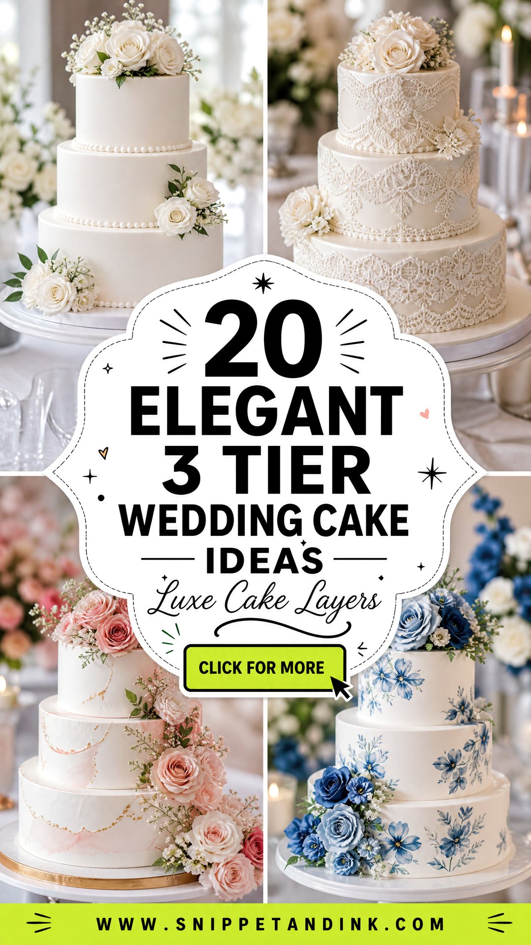 20 Elegant 3 Tier Wedding Cake Ideas for Luxe Receptions - 20 Elegant 3 Tier Wedding Cake Ideas for Luxe Receptions