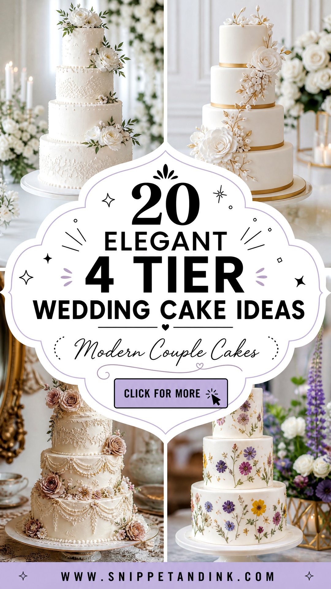 20 Elegant 4 Tier Wedding Cake Ideas for Modern Couples - 20 Elegant 4 Tier Wedding Cake Ideas for Modern Couples