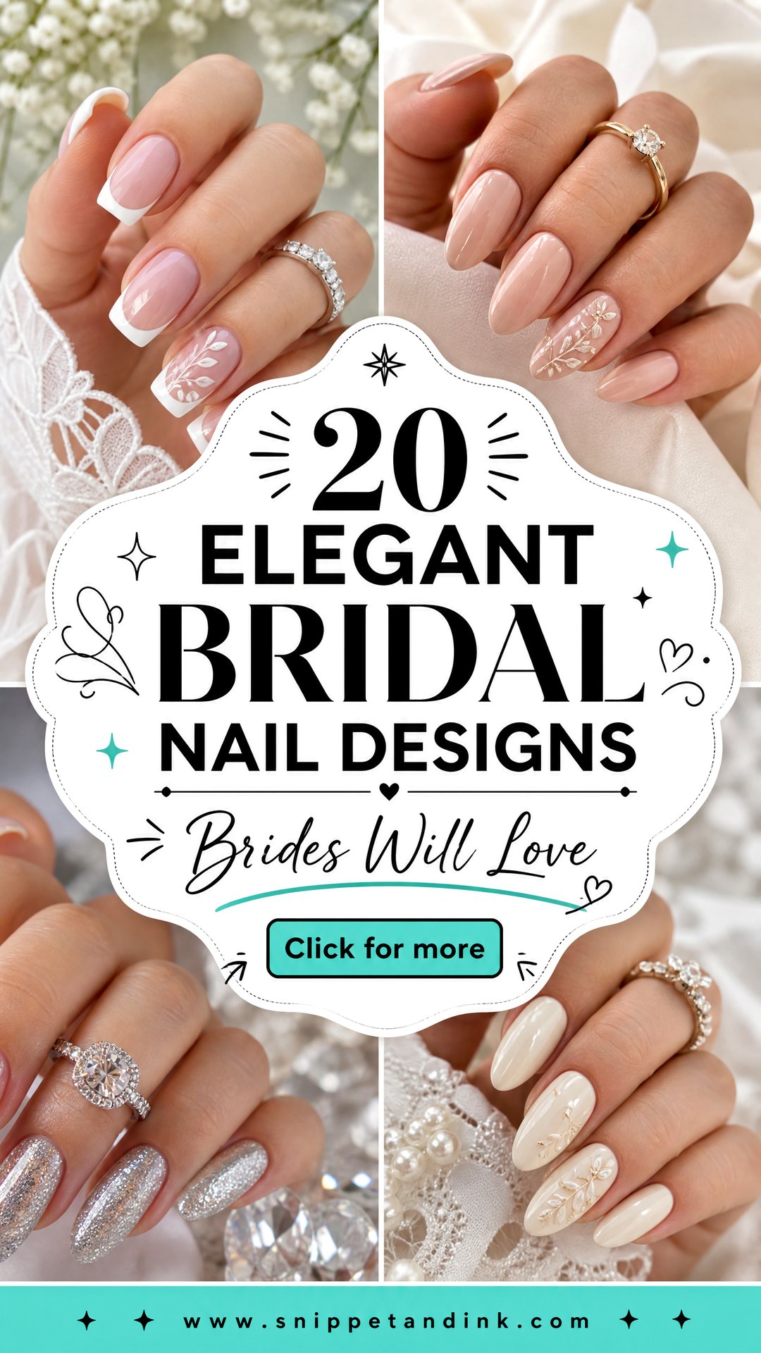 20 Elegant Bridal Nail Designs Brides Will Love - 20 Elegant Bridal Nail Designs Brides Will Love