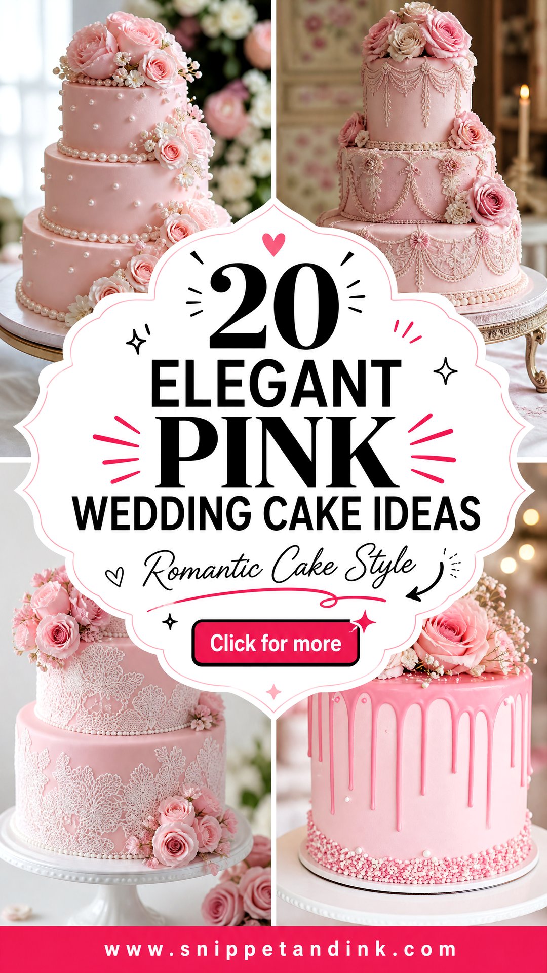 20 Elegant Pink Wedding Cake Ideas Romantic Bridal Style - 20 Elegant Pink Wedding Cake Ideas: Romantic Bridal Style