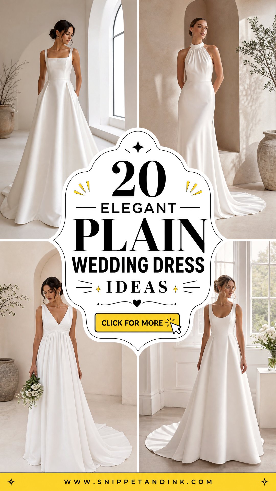 20 Elegant Plain Wedding Dress Ideas for Minimalist Brides - 20 Elegant Plain Wedding Dress Ideas for Minimalist Brides