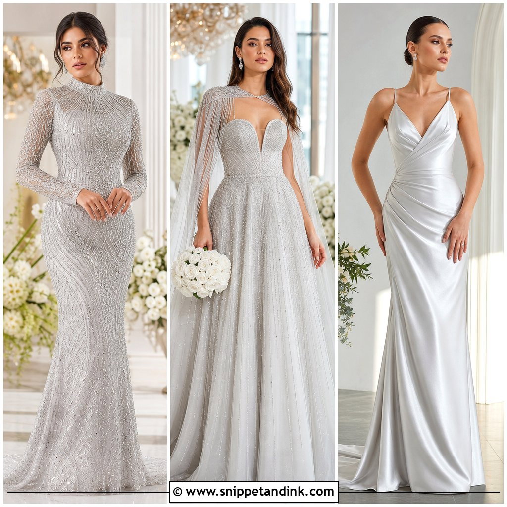 20 Elegant Silver Wedding Gowns for Glamorous Brides Today