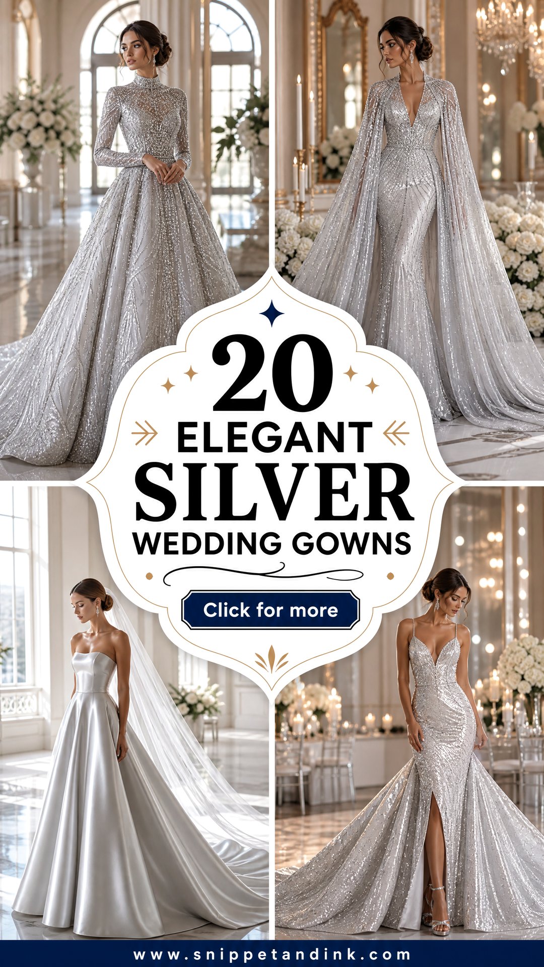 20 Elegant Silver Wedding Gowns for Glamorous Brides Today - 20 Elegant Silver Wedding Gowns for Glamorous Brides Today