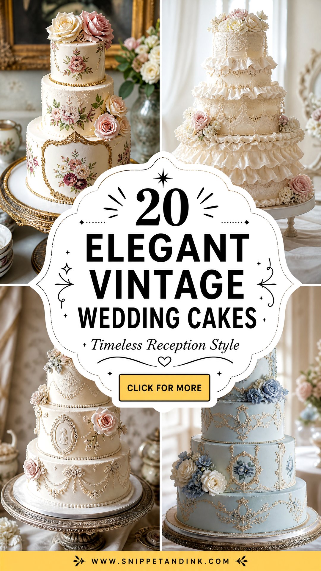 20 Elegant Vintage Wedding Cakes Timeless Reception Style - 20 Elegant Vintage Wedding Cakes: Timeless Reception Style