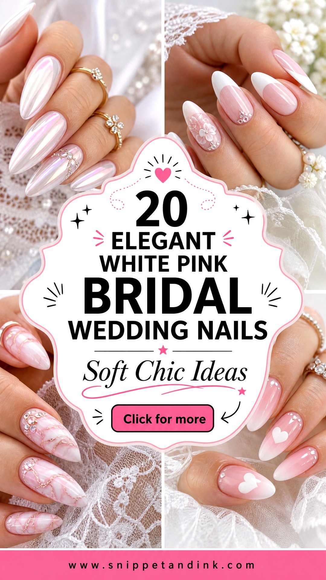 20 Elegant White Pink Bridal Wedding Nails Soft Chic Ideas - 20 Elegant White Pink Bridal Wedding Nails: Soft Chic Ideas