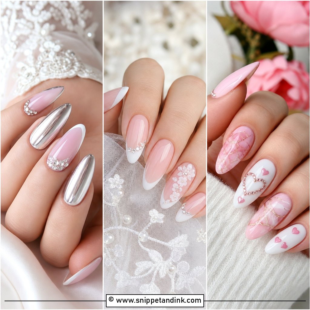 20 Elegant White Pink Bridal Wedding Nails Soft Chic Ideas