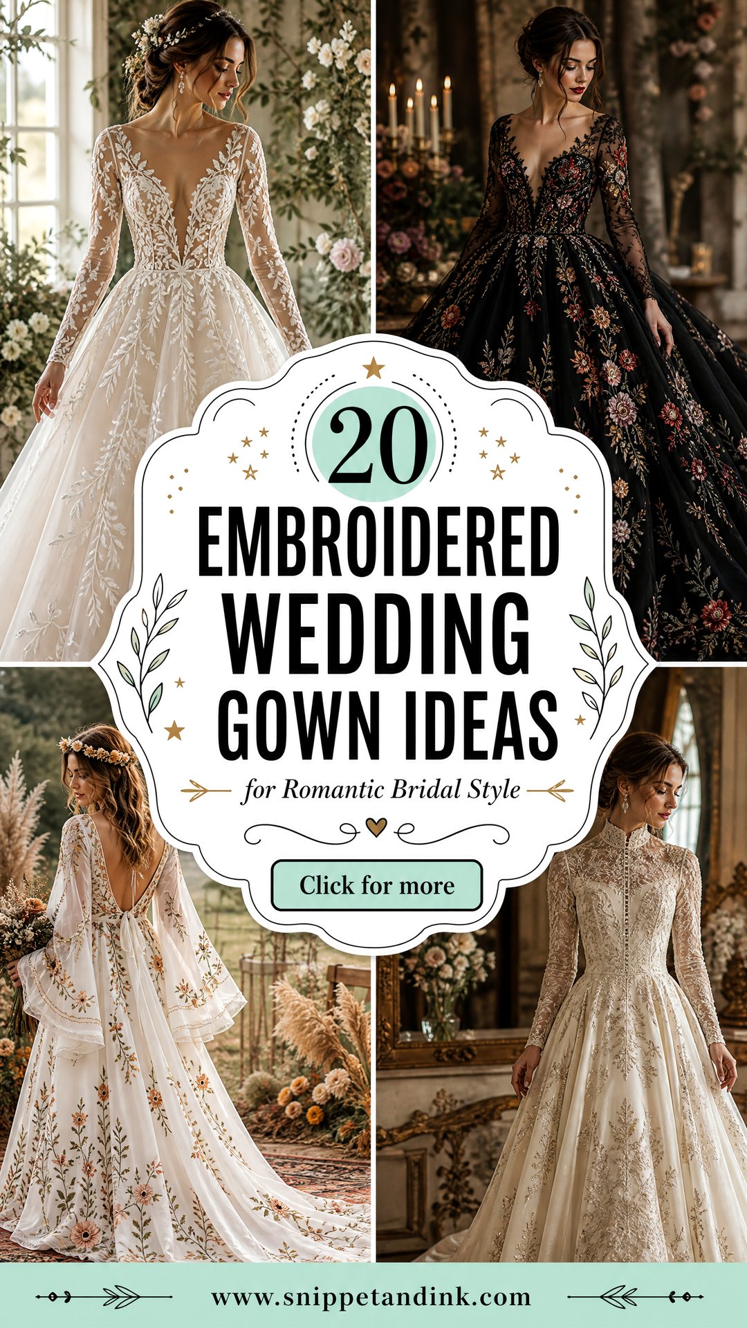 20 Embroidered Wedding Gown Ideas for Romantic Bridal Style - 20 Embroidered Wedding Gown Ideas for Romantic Bridal Style