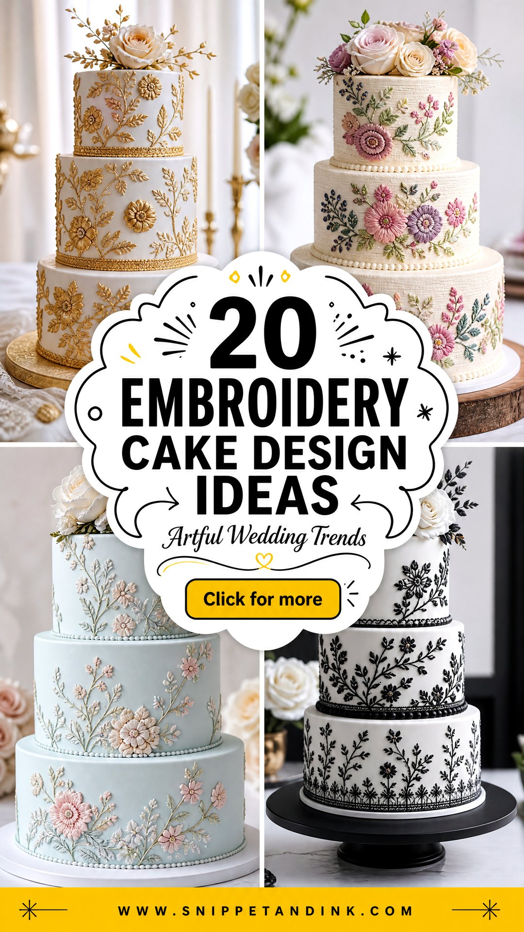 20 Embroidery Cake Design Ideas for Wedding Artful Trends - 20 Embroidery Cake Design Ideas for Wedding: Artful Trends