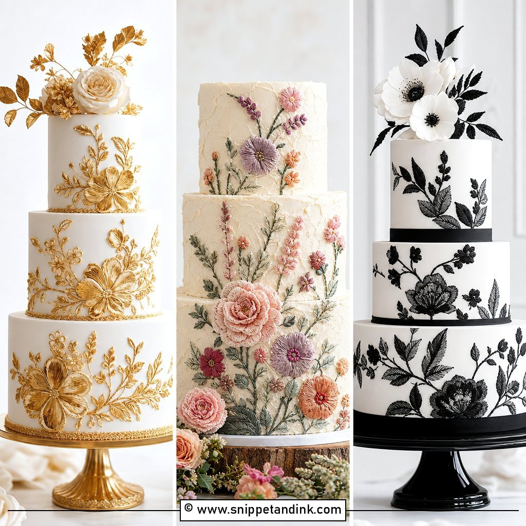 20 Embroidery Cake Design Ideas for Wedding Artful Trends