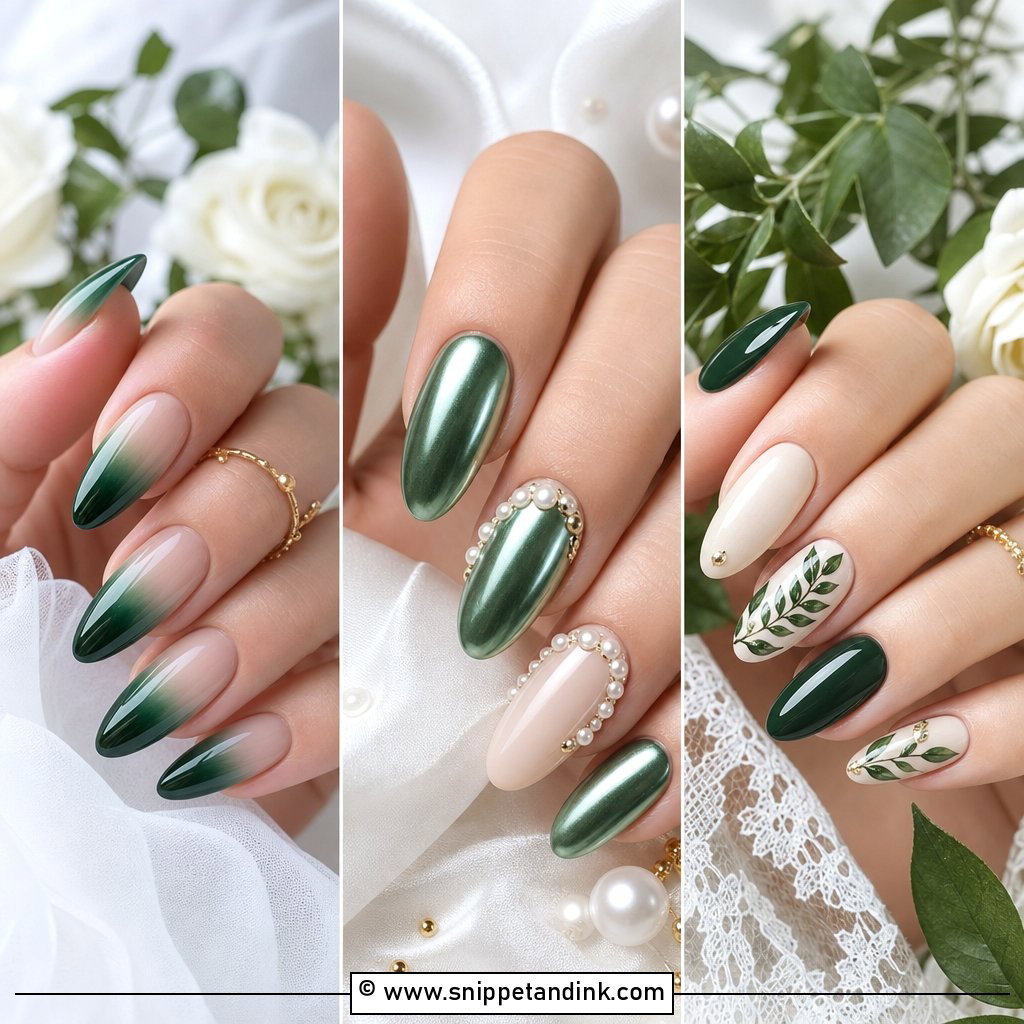 20 Emerald Green Wedding Nails Luxe Looks for Brides