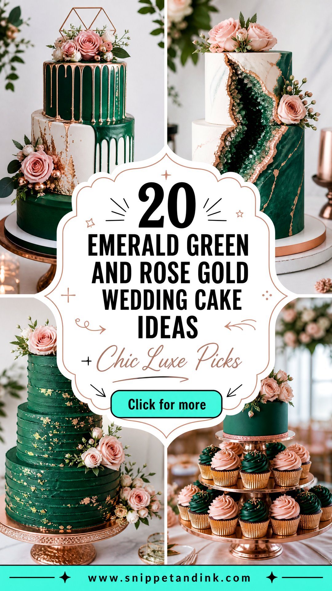 20 Emerald Green and Rose Gold Wedding Cake Ideas Chic Picks - 20 Emerald Green and Rose Gold Wedding Cake Ideas: Chic Picks