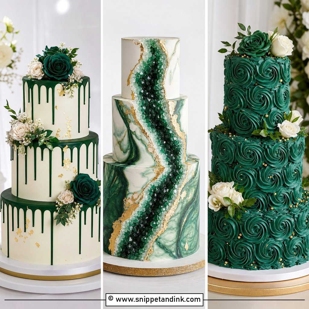20 Emerald Green and Rose Gold Wedding Cake Ideas Chic Picks